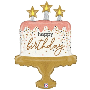 Folieballon Happy Birthday 'Glitter Taart' Folieballon Happy Birthday 'Glitter Taart'